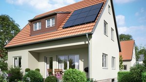 Ein Haus mit einer Photovoltaikanlage